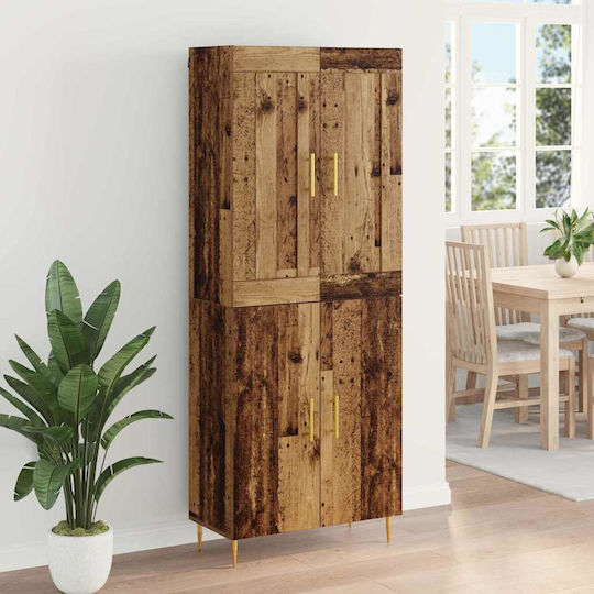Highboard Επιδαπέδια Βιτρίνα από Μοριοσανίδα με Τζάμι Παλιό Ξύλο 69.5x34x180cm 3415670 Highboard Επιδαπέδια Βιτρίνα από Μοριοσανίδα με Τζάμι Παλιό Ξύλο 69.5x34x180cm 3415670