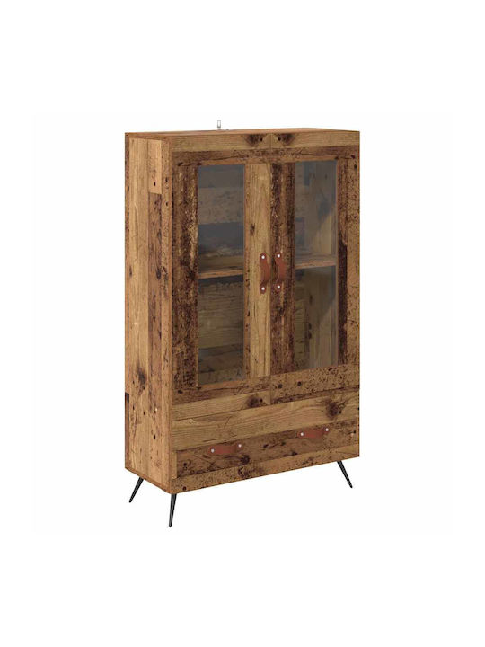 Висулка Витрина за хол от Дърво & Метал със Стъкло Old Wood 69.5x31x115см