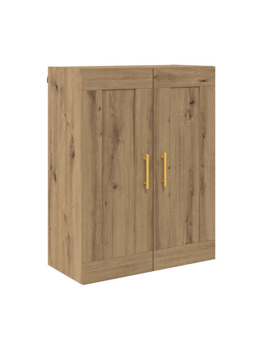 Wohnzimmer Vitrine aus Spanplatte mit Verglasung Artisan Eiche 69.5x34x180cm