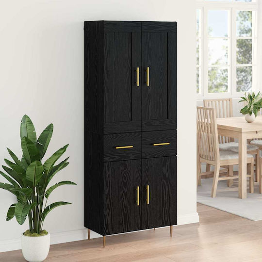 Highboard Επιδαπέδια Βιτρίνα από Μοριοσανίδα με Τζάμι Φυσικό 69.5x34x180cm Highboard Επιδαπέδια Βιτρίνα από Μοριοσανίδα με Τζάμι Φυσικό 69.5x34x180cm