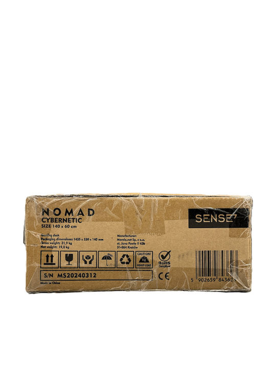 Birou Nomad Din Lemn Negru cu Picioare Metalice 140x60cm