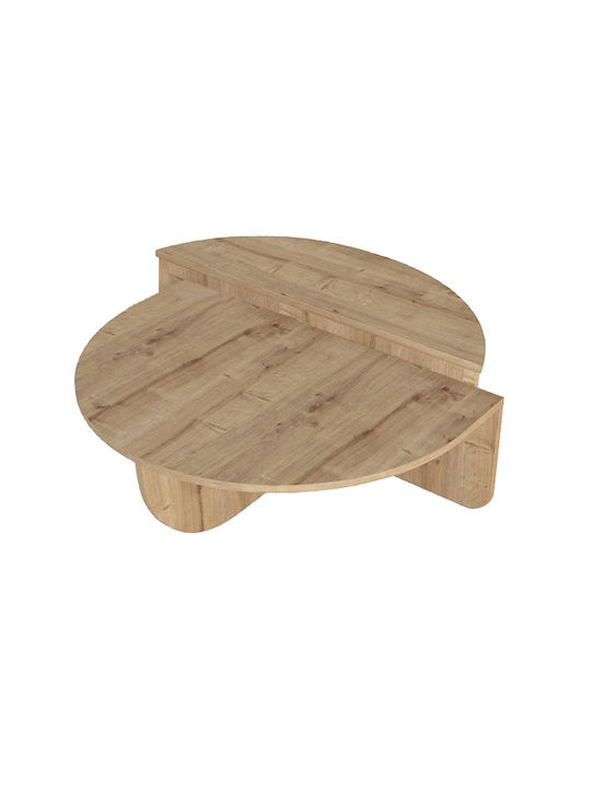 Round Central Coffee Table Nilvia Wooden Beige W85xL85xH35cm