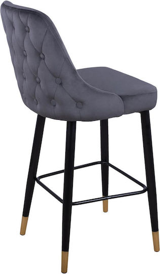 Stool Bar with Backrest Upholstered with Velvet Paige Gray 2pcs 51x57x110cm