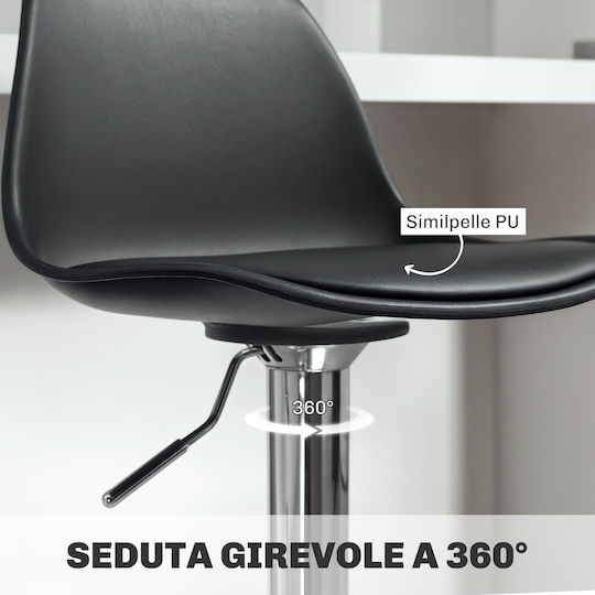 Stool Bar with Back & Adjustable Height Black 42x38x82cm