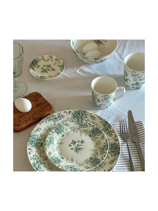 Laura Ashley Flower Green Купа за сервиране Кръгла от порцелан Зелен с диаметър 16бр