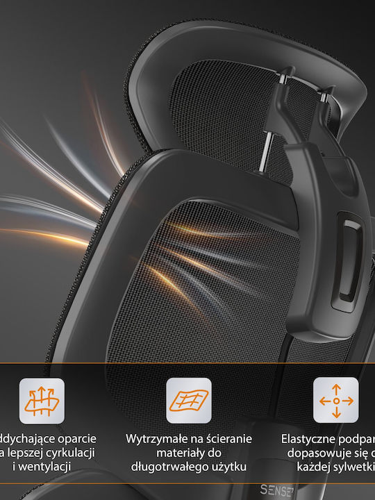 Nobu Office Chair with Fixed Arms Graphite SENSE7