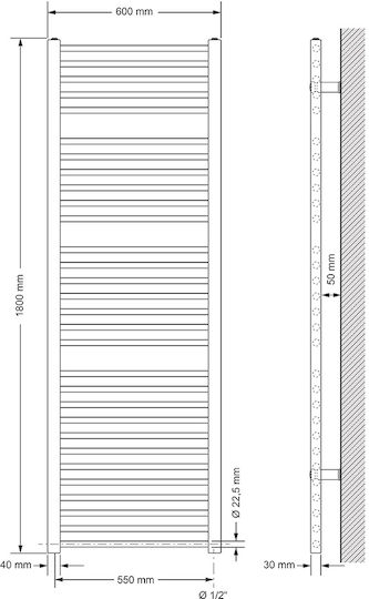 LuxeBath Релса за кърпи за Баня 600x1800 Черен