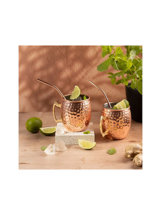 KING Hoff Set Gläser Cocktail/Trinken aus Edelstahl mit Strohhalm 500ml 2Stück