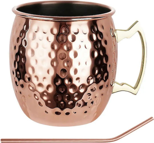 KING Hoff Set Gläser Cocktail/Trinken aus Edelstahl mit Strohhalm 500ml 2Stück