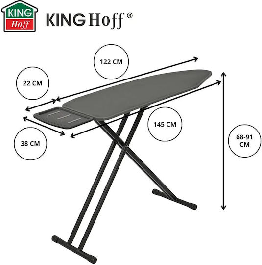 KING Hoff Σιδερώστρα για Σίδερο Ατμού Σπαστή 122x38cm