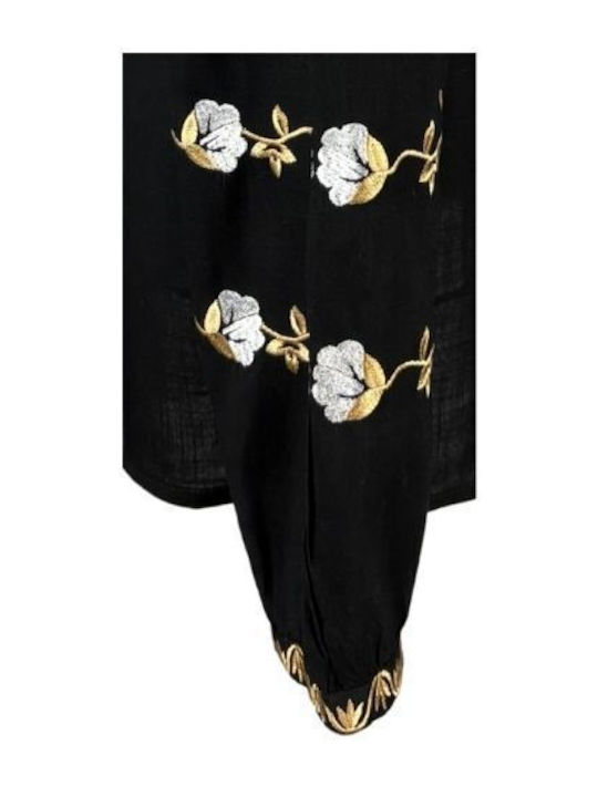 Bluza Damă Bumbac Mânecă Lungă Neagră/Albă