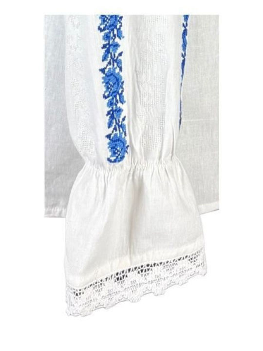 Bluza Damă Din Bumbac Cu Mânecă 3/4 Albă, Albastră