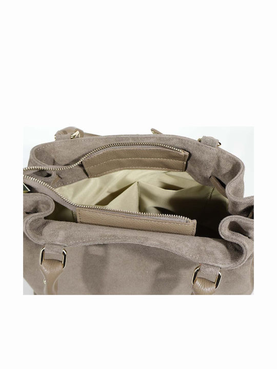 Leather Women's Tote Bag Suede Taupe
