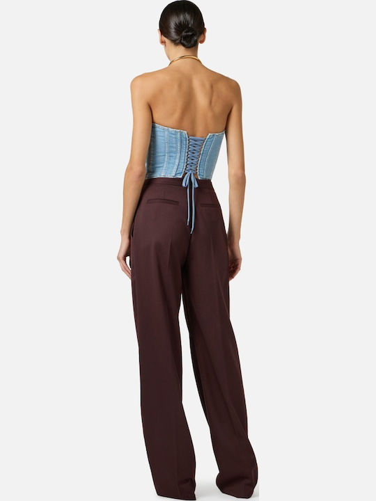 Elisabetta Franchi Women's Fabric Trousers Regular Fit Cocoa