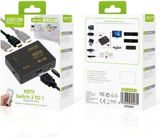 Green-lyca Gl69407 4k Μετατροπέας Διακόπτης Εξόδου 3 1 Hdtv