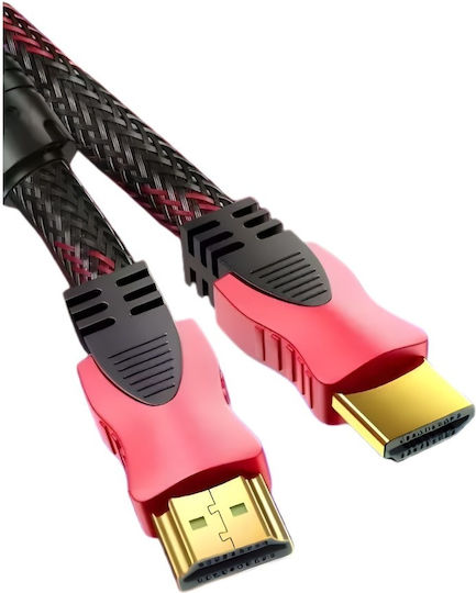 2.0 Braided Cable HDMI male - HDMI male 10m Red