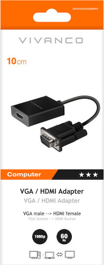 Vivanco Convertor HDMI / VGA masculin în HDMI / VGA feminin 1buc