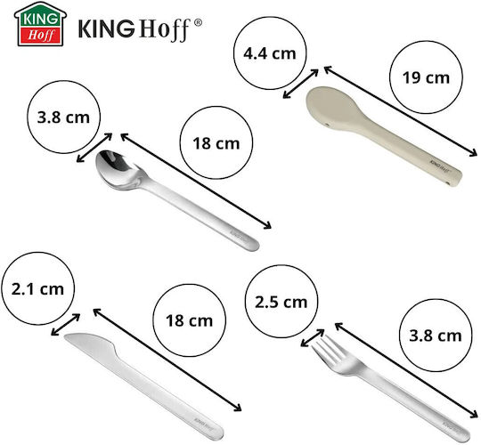 Set 3 Cutlery Kinghoff Kh 1954 Silicone Storage Case Stainless Steel Silver