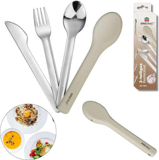 Set 3 Cutlery Kinghoff Kh 1954 Silicone Storage Case Stainless Steel Silver