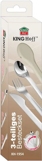 Set 3 Cutlery Kinghoff Kh 1954 Silicone Storage Case Stainless Steel Silver