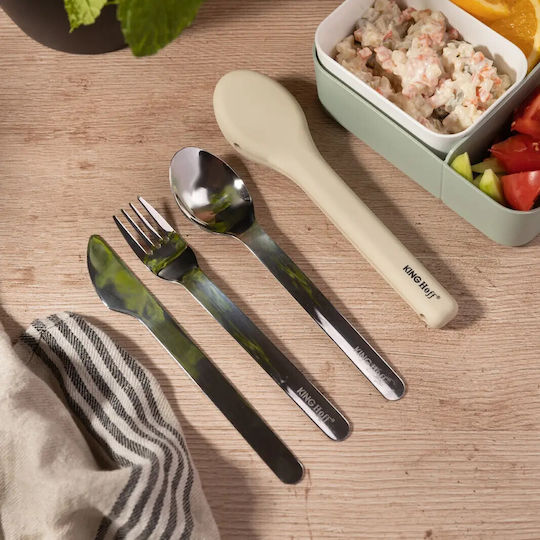 Set 3 Cutlery Kinghoff Kh 1954 Silicone Storage Case Stainless Steel Silver