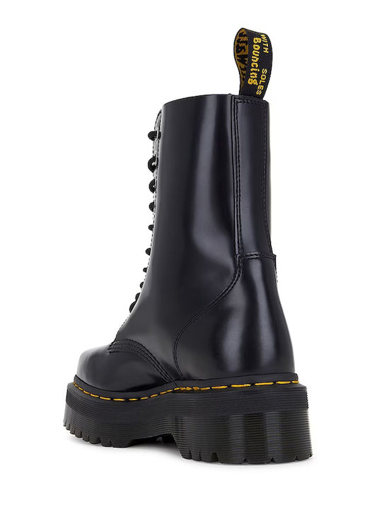 1490 Quad Leather Women's Ankle Boots with Medium Heel Black