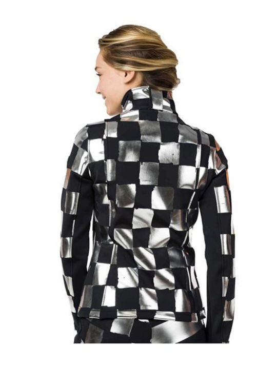 Women's Short Sports Softshell Jacket Waterproof and Windproof for Winter White