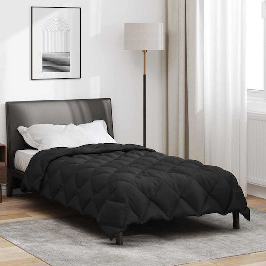 vidaXL Single 135x200 Black Velvet-Black Metal