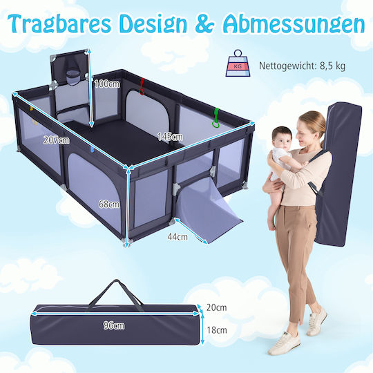 Costway Park with Mattress Gray
