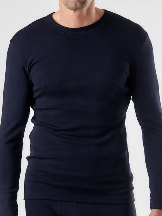 Men's Undershirt Long-sleeved in Navy Blue Color