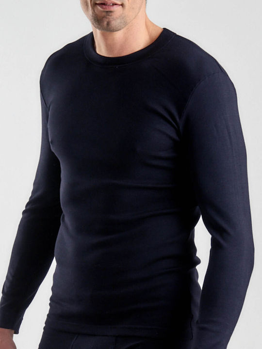 Men's Undershirt Long-sleeved in Navy Blue Color