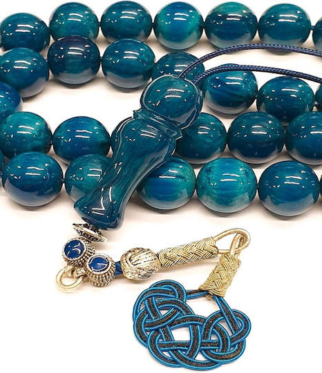 Roloi Komboloi Mastic Worry Beads with 33 Beads Turquoise 40cm