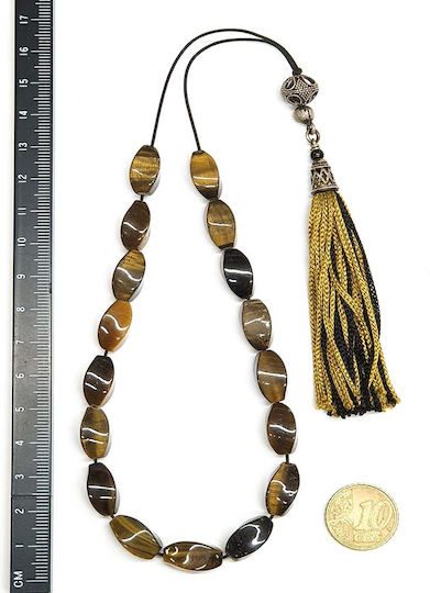 Roloi Komboloi Eye Of The Tiger Worry Beads with 17 Beads Multicolour 31cm