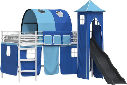 Pat pentru Copii Loft Bed Single Alb pentru Saltea 79.5x200cm