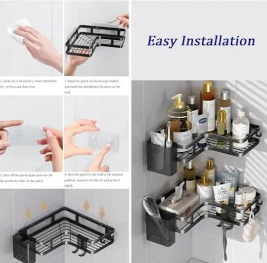 Corner Wall Mounted Bathroom Shelf Metallic 23x11x5cm