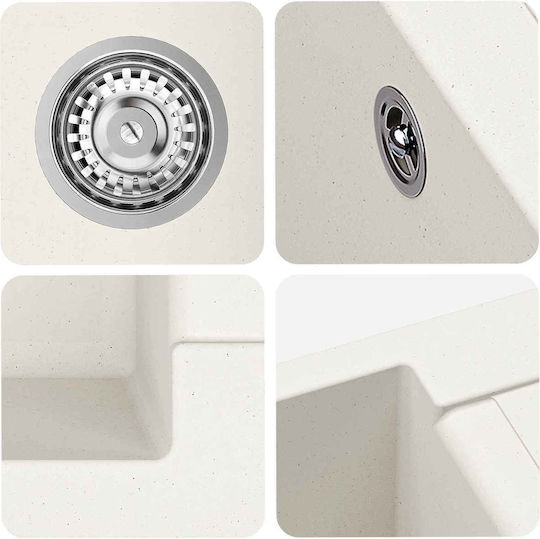 vidaXL 42028403 Ένθετος από Συνθετικό Γρανίτη Μ78xΠ50cm Λευκός