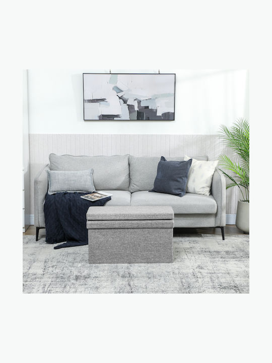 Collapsible Living Room Stool with Backrest and Storage Space Gray