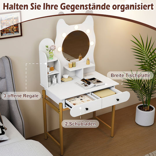 Schminktisch Metallisch White mit Spiegel 150x80x50cm Schminktisch Metallisch White mit Spiegel 150x80x50cm