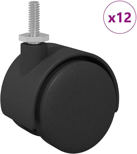 vidaXL Möbelrad Polypropylen Büro mit Rädern Schwarz und Silber 3,78x4x3,78cm 12 Stück