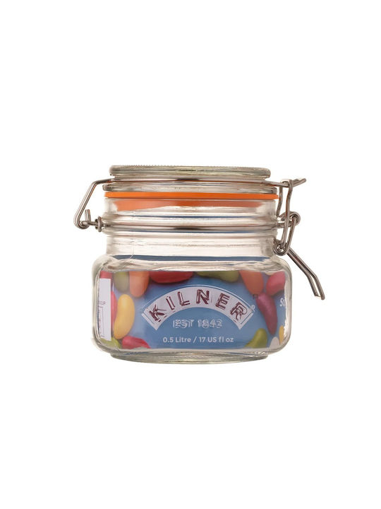 KIlner Jar for Coffee / General Use with Airtight Lid Glass Transparent 500ml 1 Piece