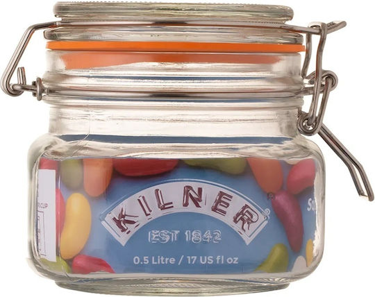 KIlner Βάζο για Καφέ / Γενικής Χρήσης με Αεροστεγές Καπάκι Γυάλινο Διάφανο 500ml
