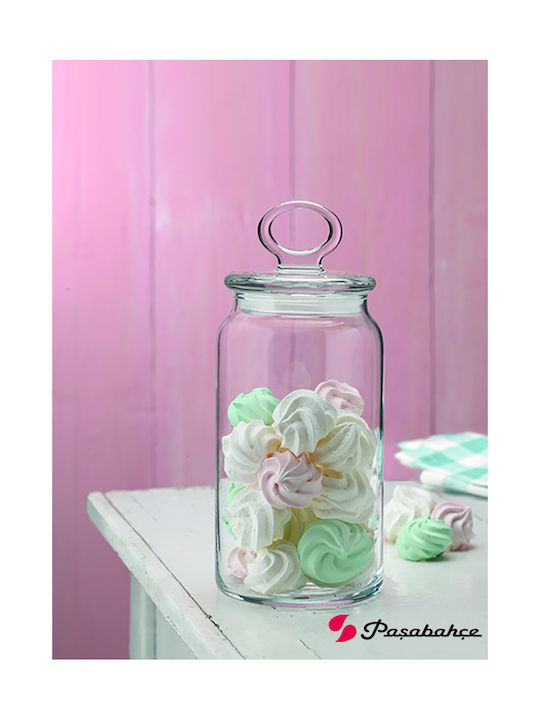 Espiel Kitchen Slim Set of 3 General Use Glass Jars with Lid Transparent 10x10x23.4cm 3 Pieces