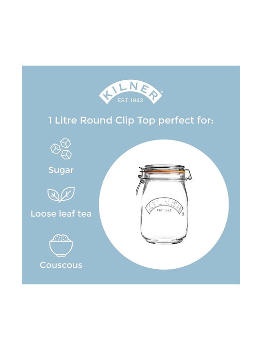 KIlner Vase for Tea with Airtight Lid Glass Transparent 1000ml