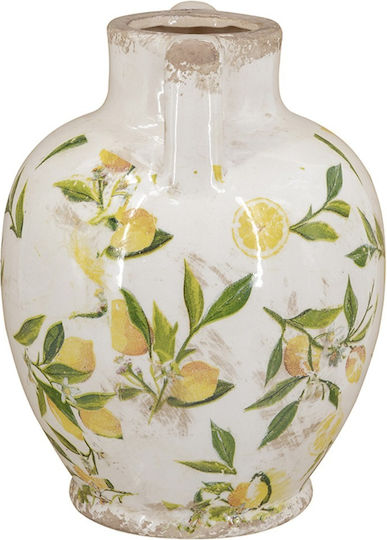 Artekko Vază Ceramică Albă Lămâie 22x17x17 Cm