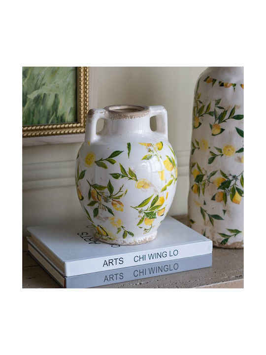 Artekko Lemon White Ceramic Vase Lemons 22x17x17 Cm