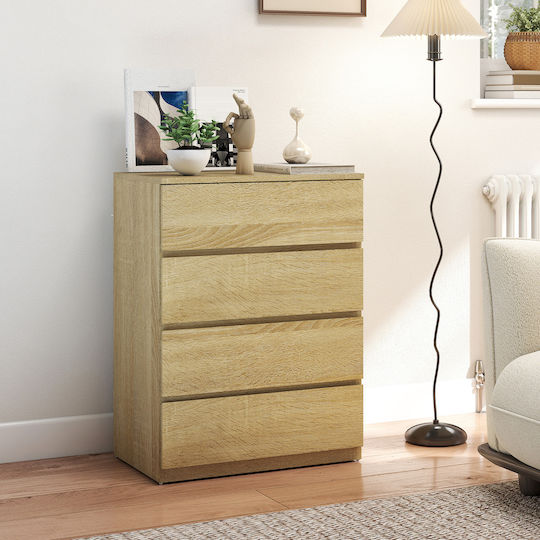 Wooden Chest of Drawers with 4 Drawers Οξιάς 60x40x80cm