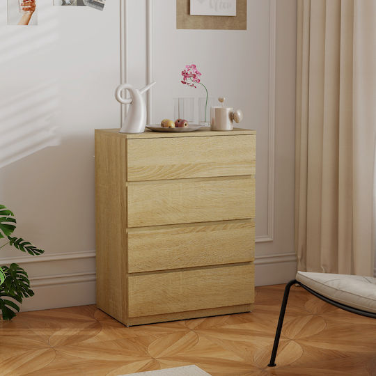 Wooden Chest of Drawers with 4 Drawers Οξιάς 60x40x80cm