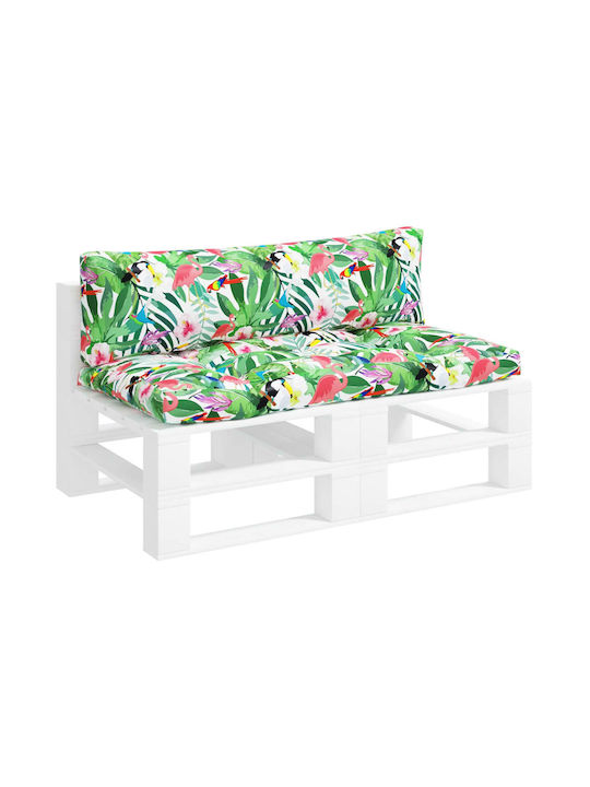 vidaXL Waterproof Bench Cushion with Backrest Pallet Oxford Multicolour 2 Pieces 110x58 cm