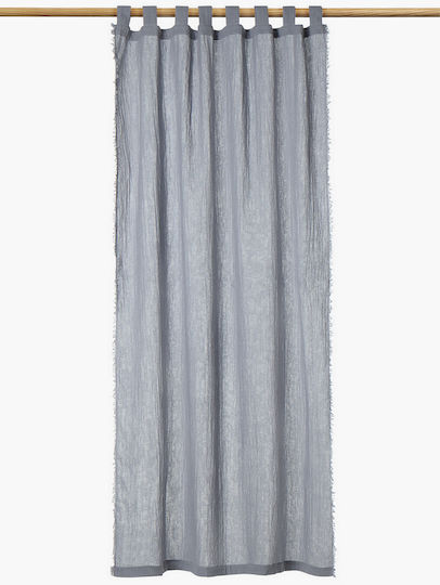 Calma House Curtain with Tab Top Fray Blue 140x280cm
