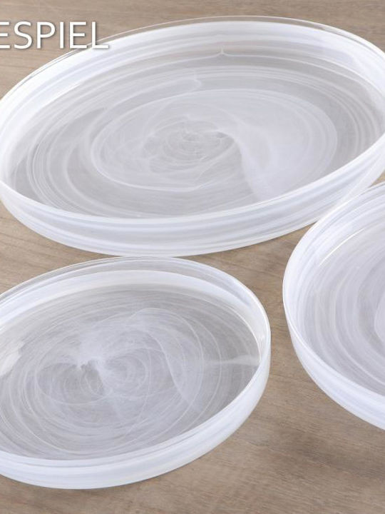 Plate Shallow Oval Glass White 15x12.5cm